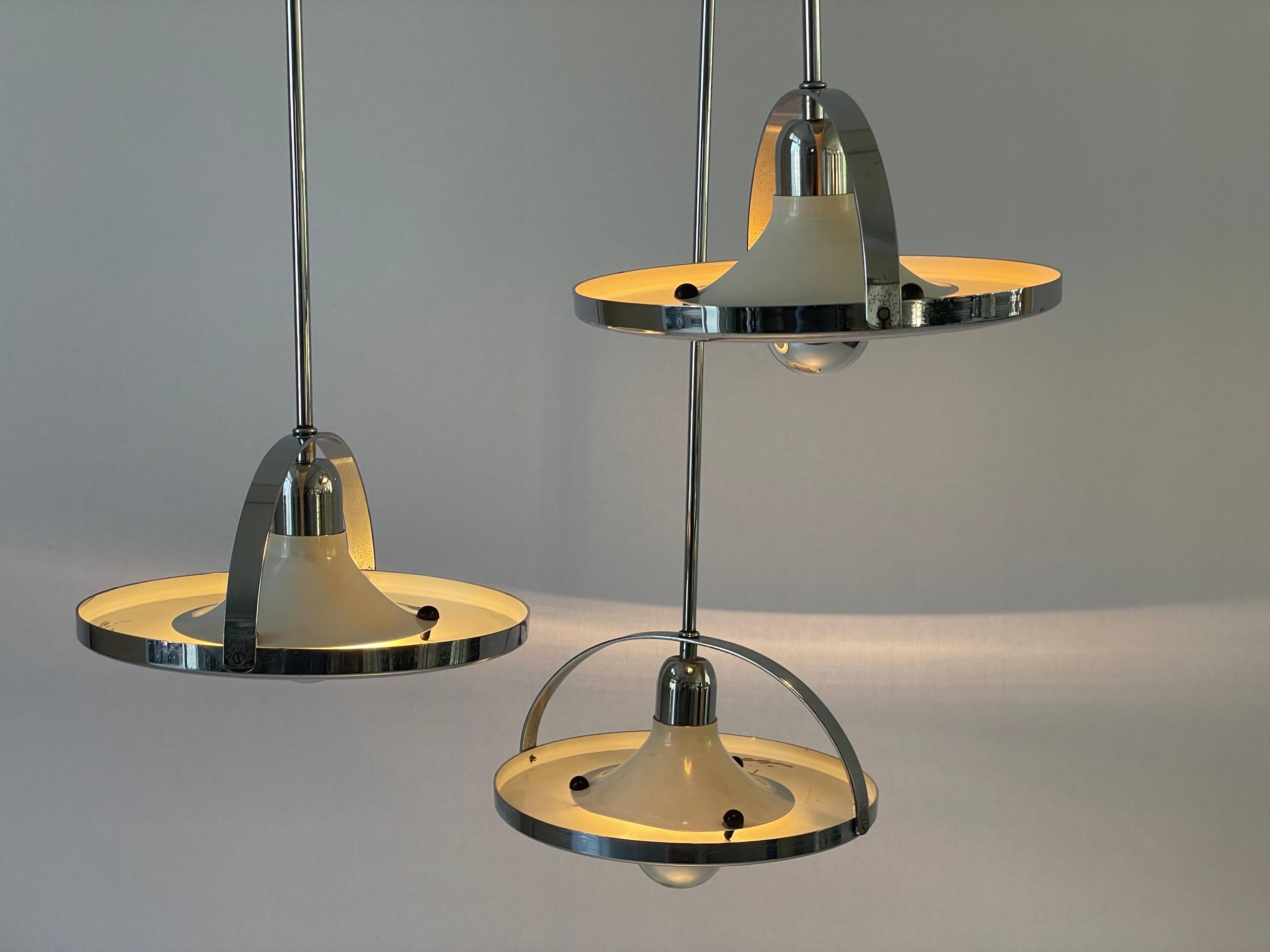 Mid-century modern triple shade ceiling light by Reggiani, 1960s, Italy.