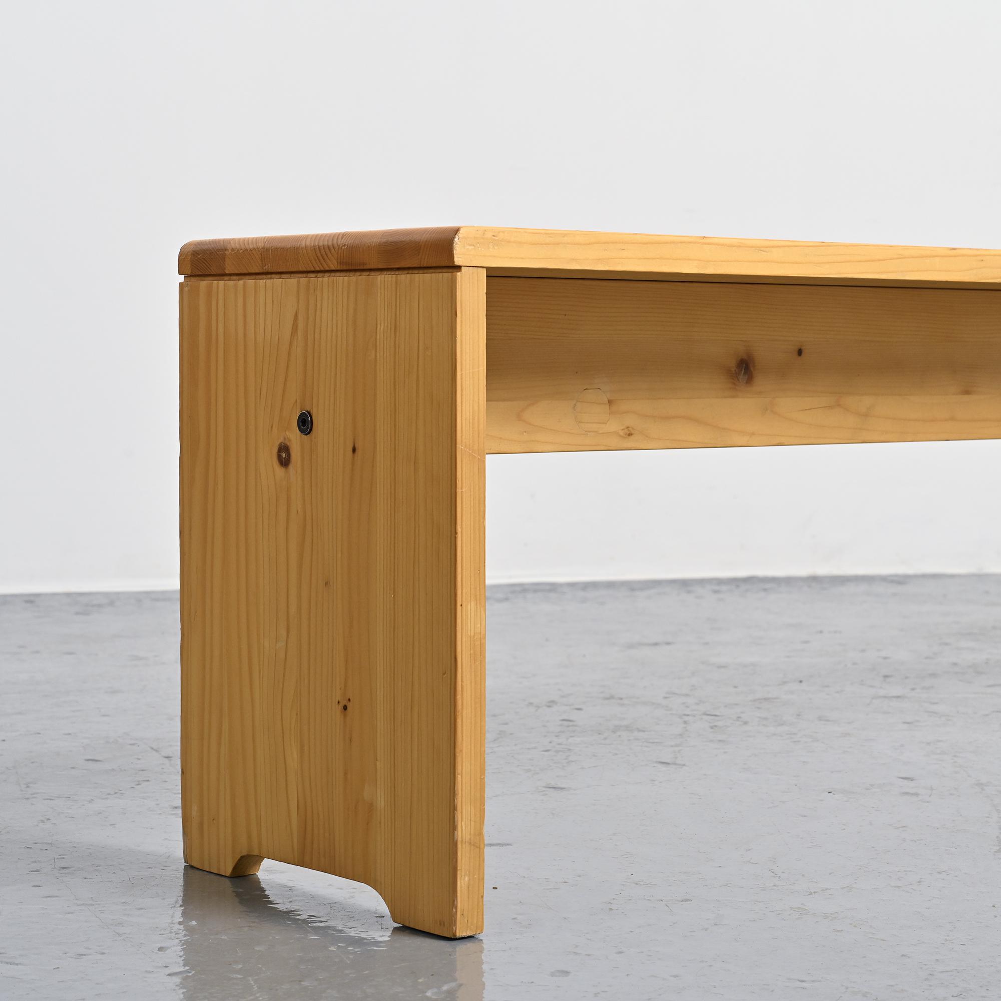 Large bench in solid pine, France, circa 1970