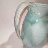 Red and grey glazed stoneware pitcher Signed Height 21 cm