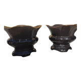 Pair of black earthenware planters