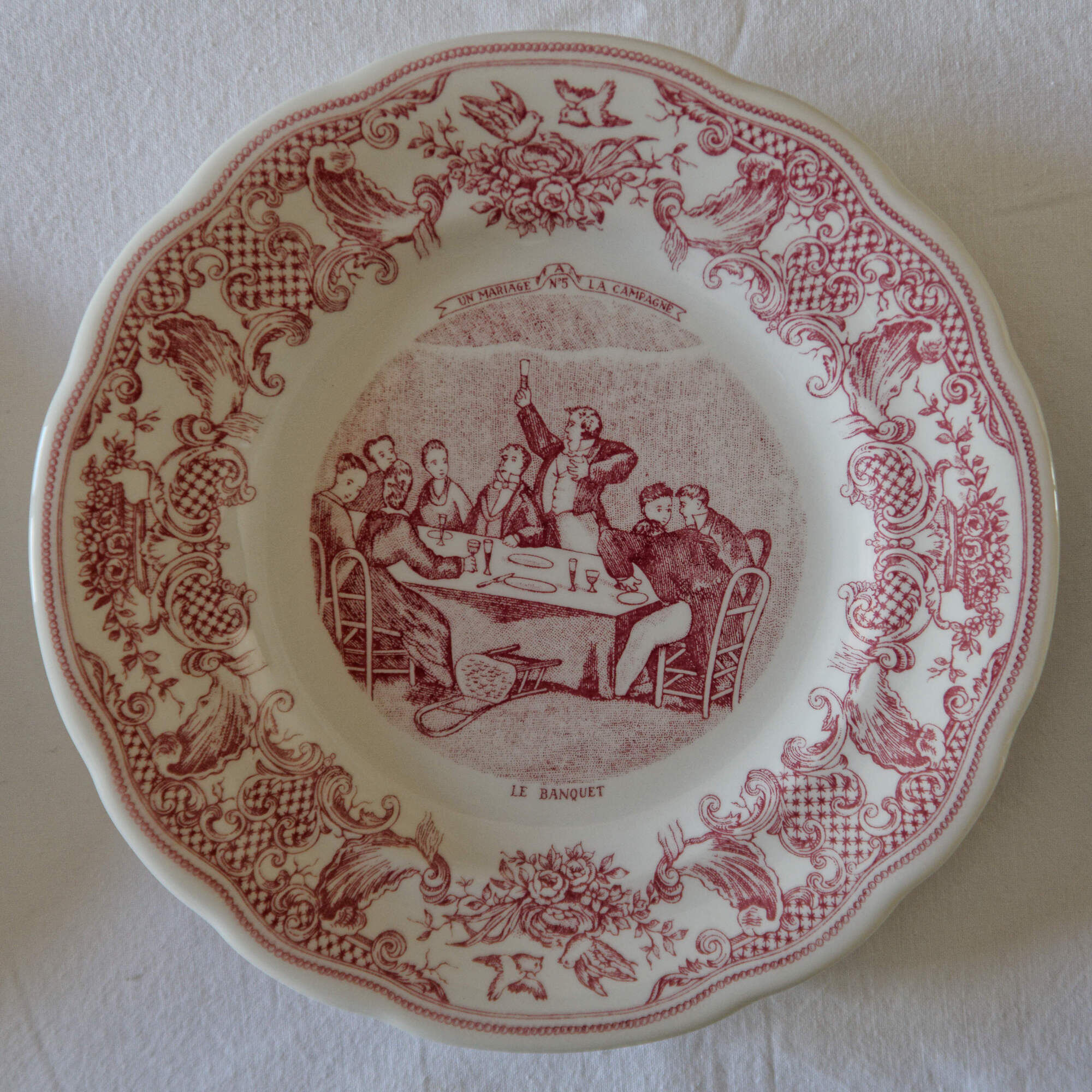 Lot 6 plates with dessert Gien "wedding in the countryside"