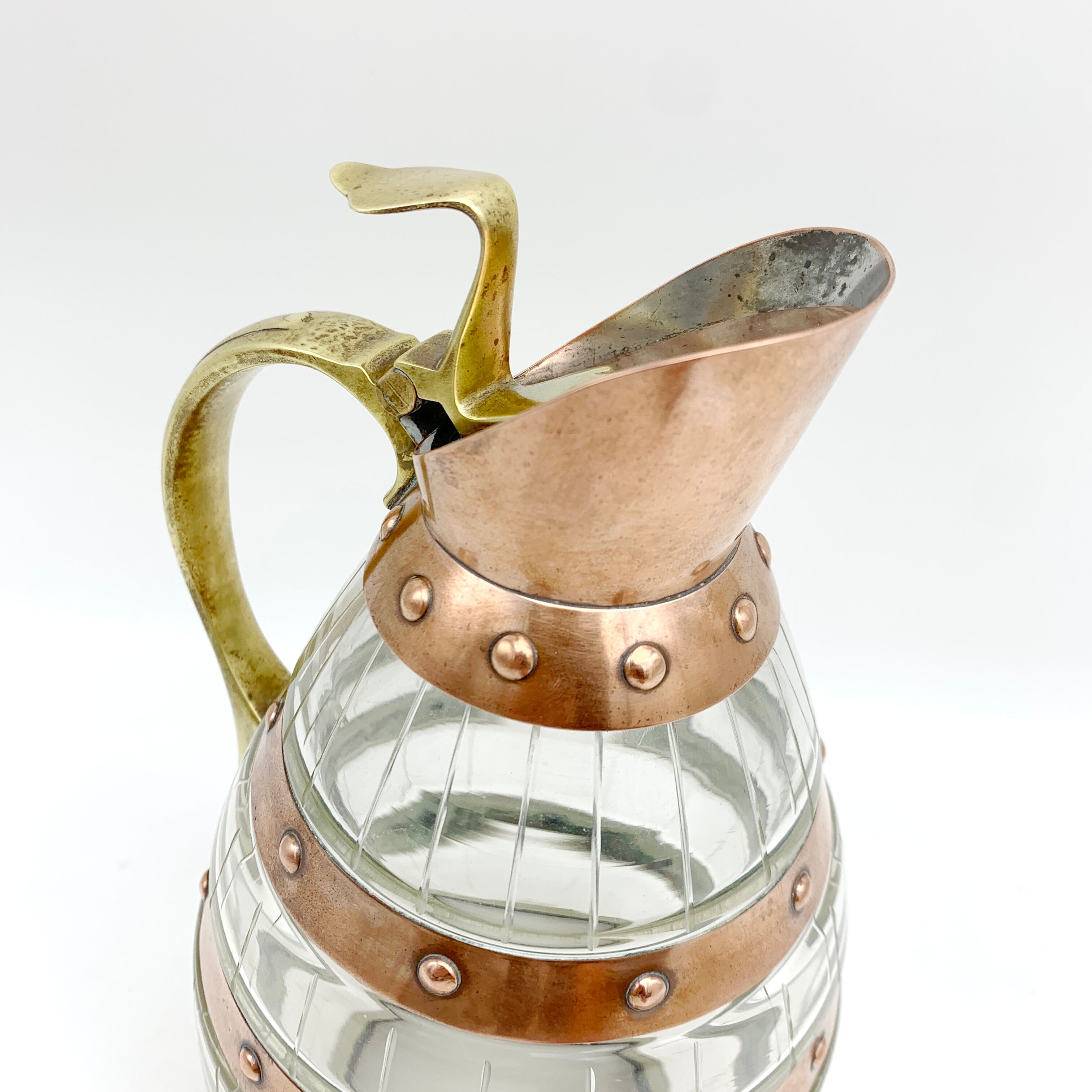 Crystal and copper pitcher Art & Craft Gustave Serrurier Bovy