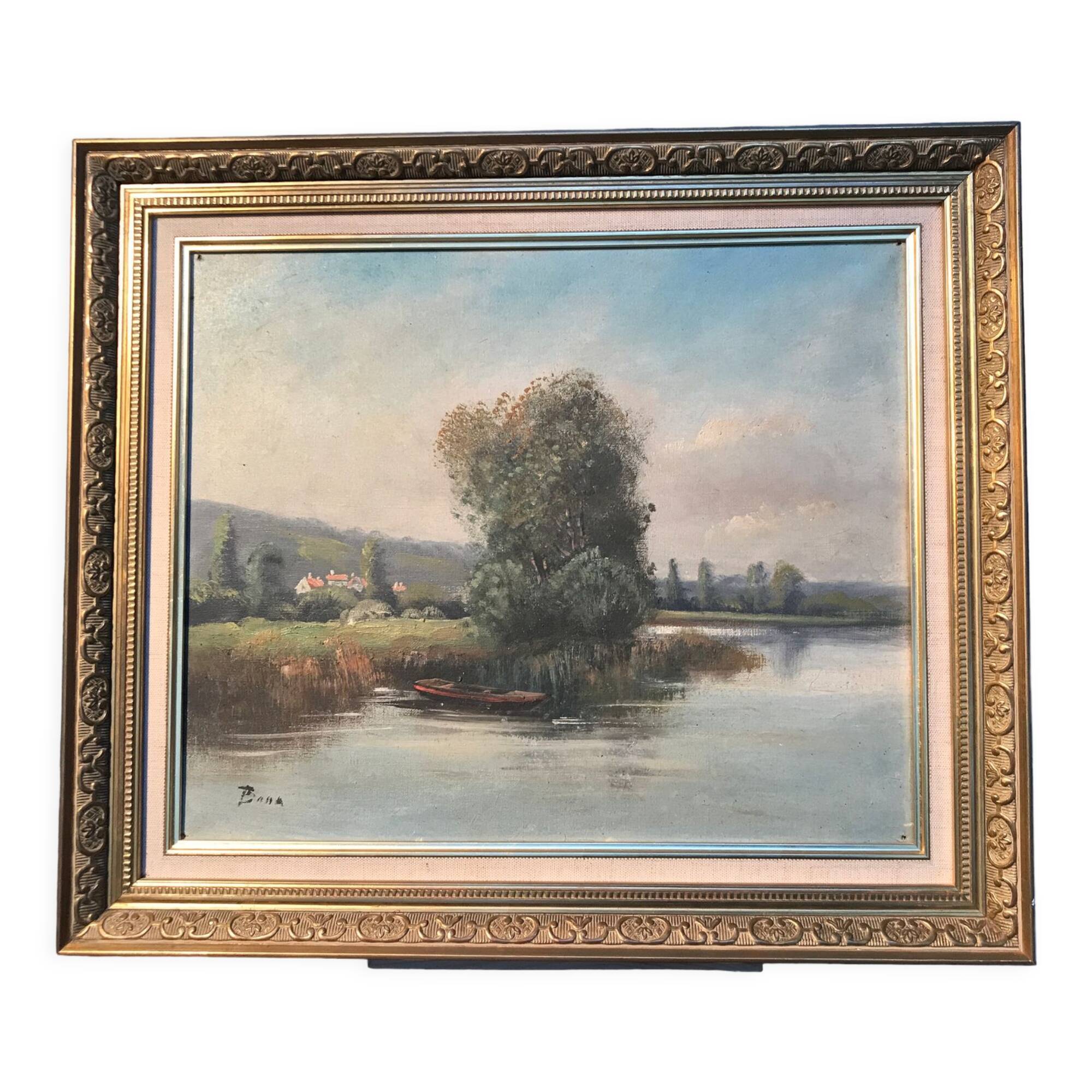 Oil on canvas riverside