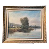 Oil on canvas riverside