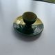 Two-tone ceramic shell with vintage green and yellow enamelled 1950