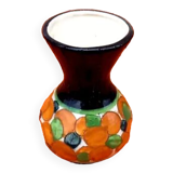 1940s Polychrome ceramic vase decorated with fruit and foliage
