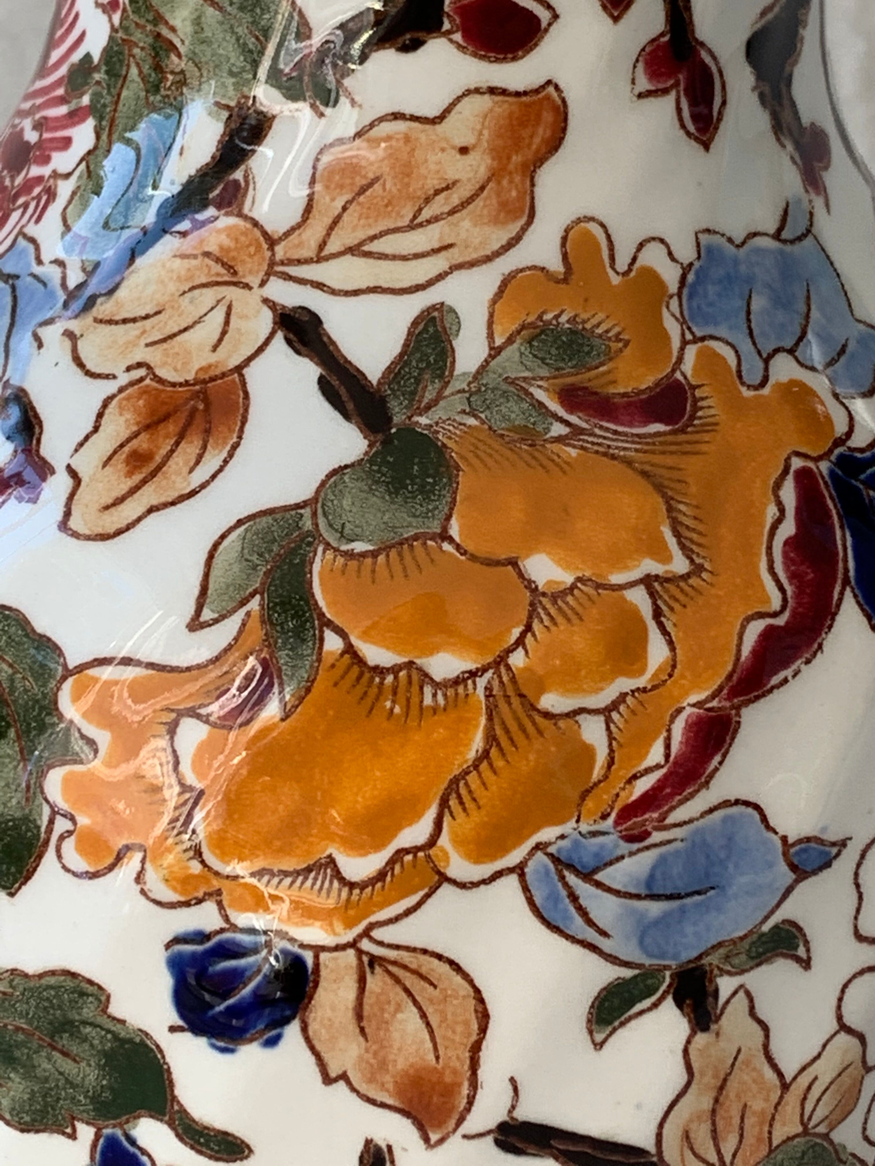 Gien Peonies 1960 multicoloured and floral lamp foot