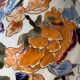 Pied de lampe multicolore et floral Gien Pivoines 1960