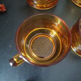 Set of 4 Vereco amber glass cups