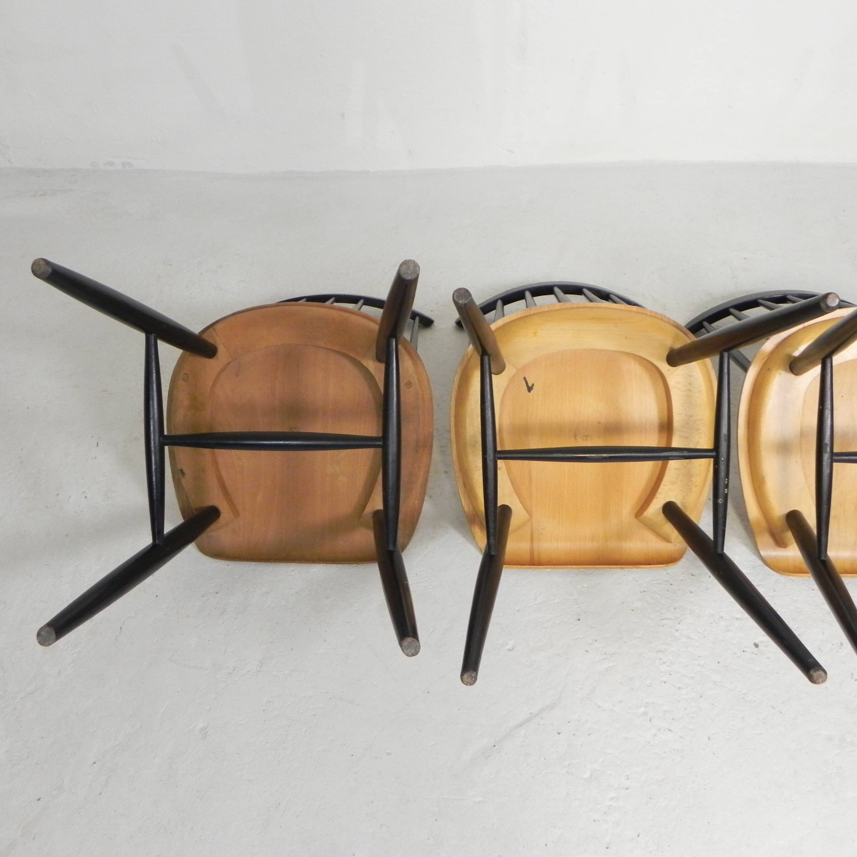 Set of 4 Fanett model slatted chairs, Tapiovaara, 1960s