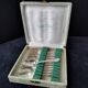 Box of 12 mocha spoons in silver metal Orbrille
