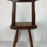 Chaise d'appoint brutaliste artisanale antique fabriquée à la main, style ferme néerlandais