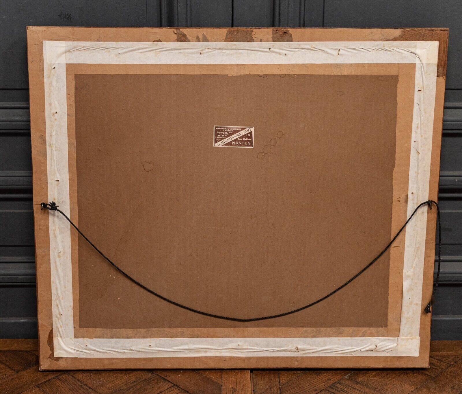 Engraving by René Pinard L'Ermitage in Nantes numbered natural wood frame