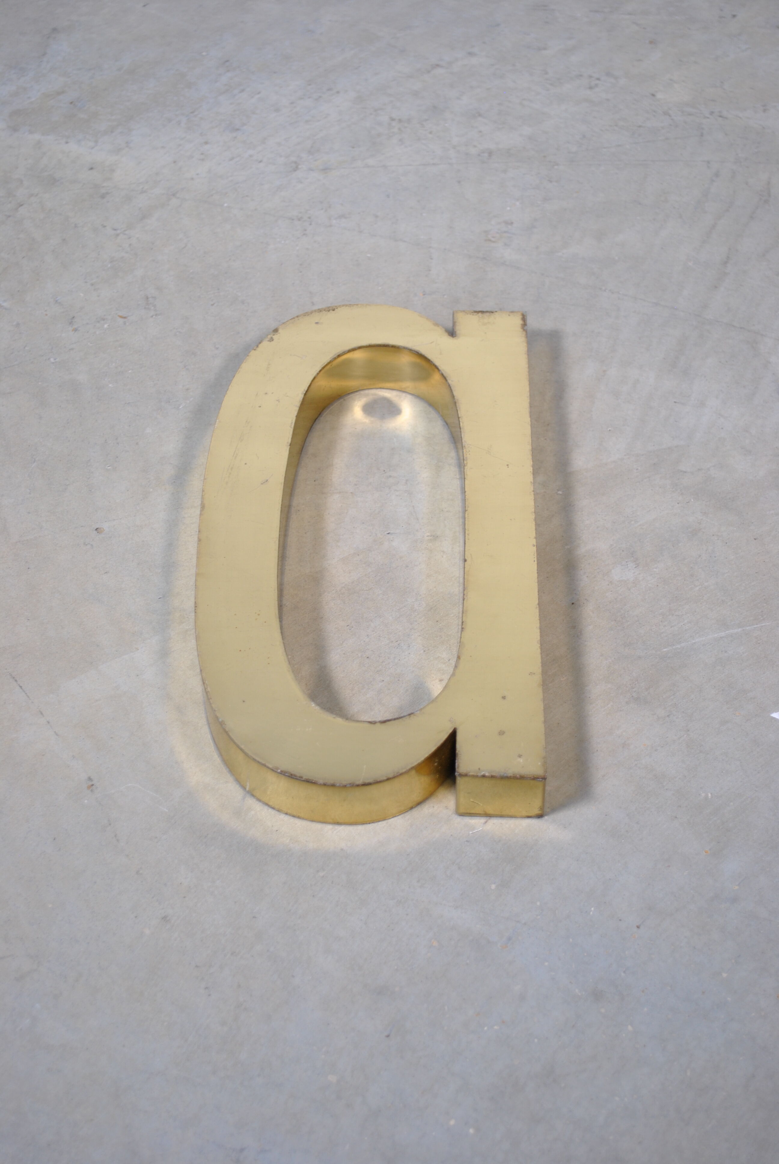 Letter sign in gold metal "A" 1980