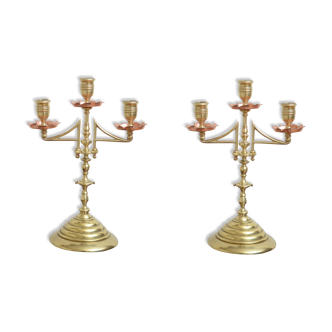 Pair of Arts and Crafts candle holders