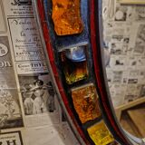 Mirror Jacques Avoinet mid-century brutalist glass, wrought iron, lead