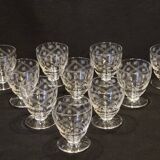 10 old port wine glasses in engraved art deco chiseled crystal