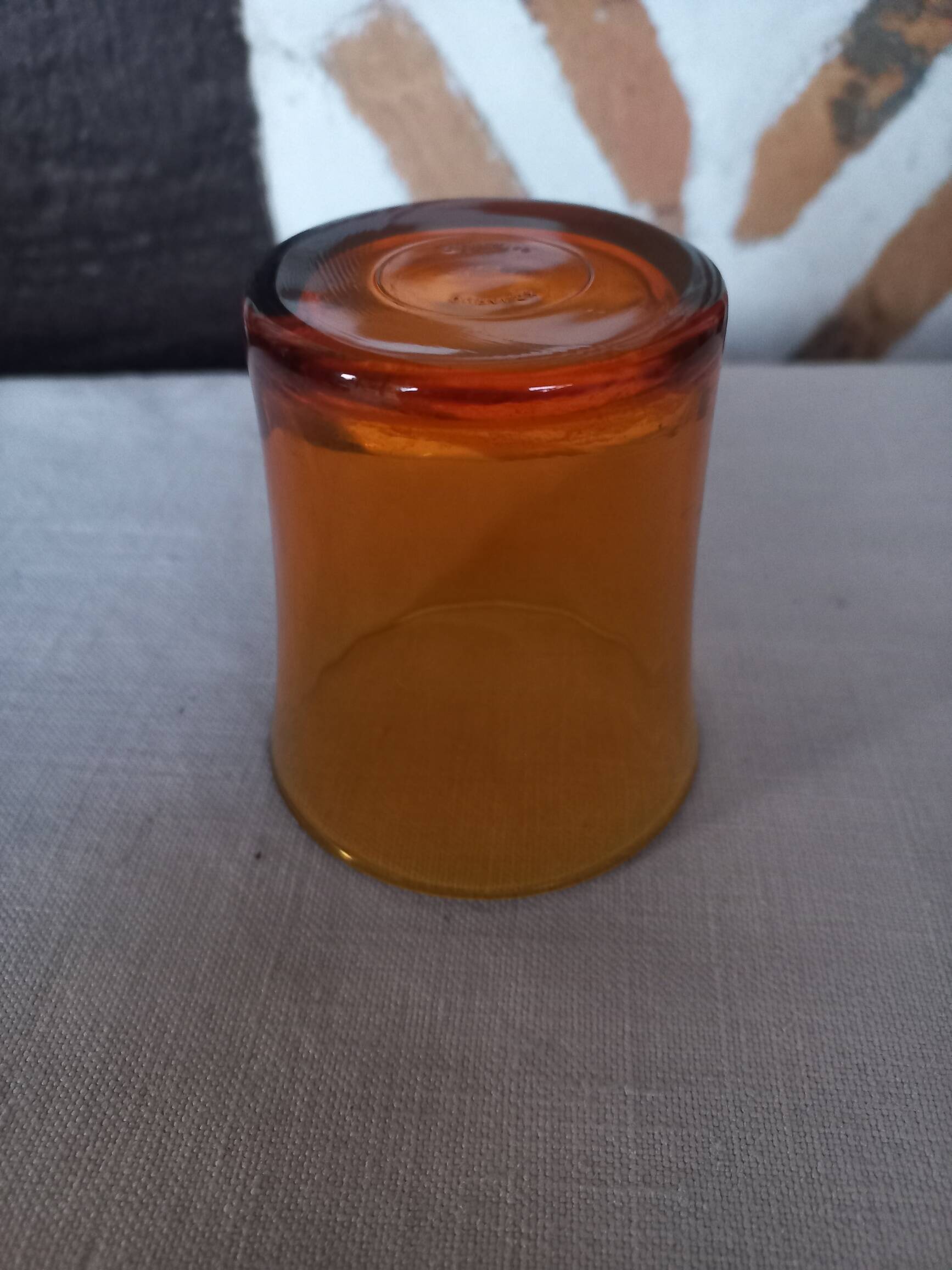 8 Duralex amber tumbler glasses