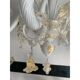 Murano Glass Chandelier in Milky and Gold with Flowers and Leaves