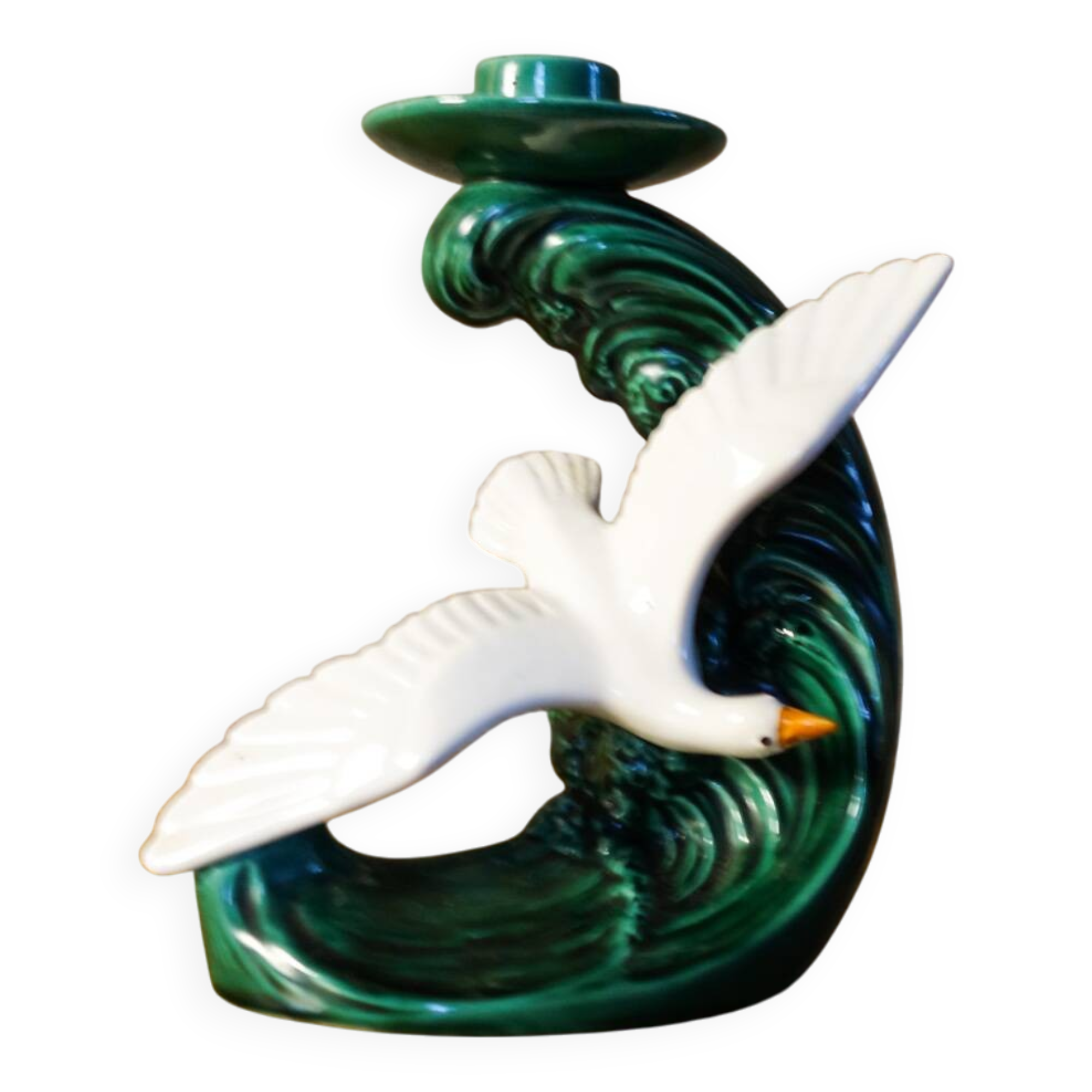 Barbotine candle holder from the 50s.