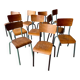 Set of 10 vintage mismatched industrial chairs mullca