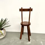 Brutalist chair in solid oak, 1900