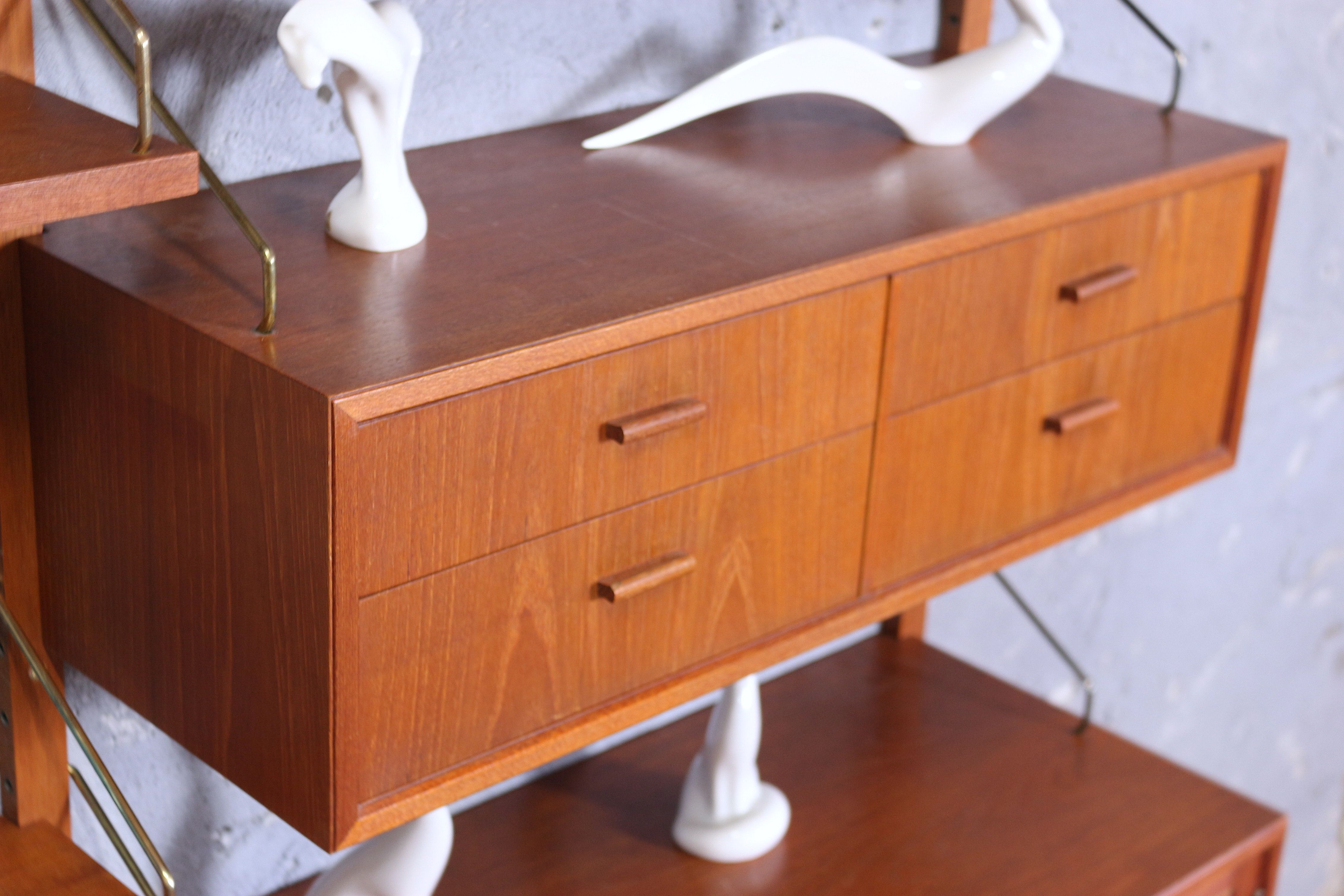Mid century teak wall unit by Gustav Bahus, Norway 1960's