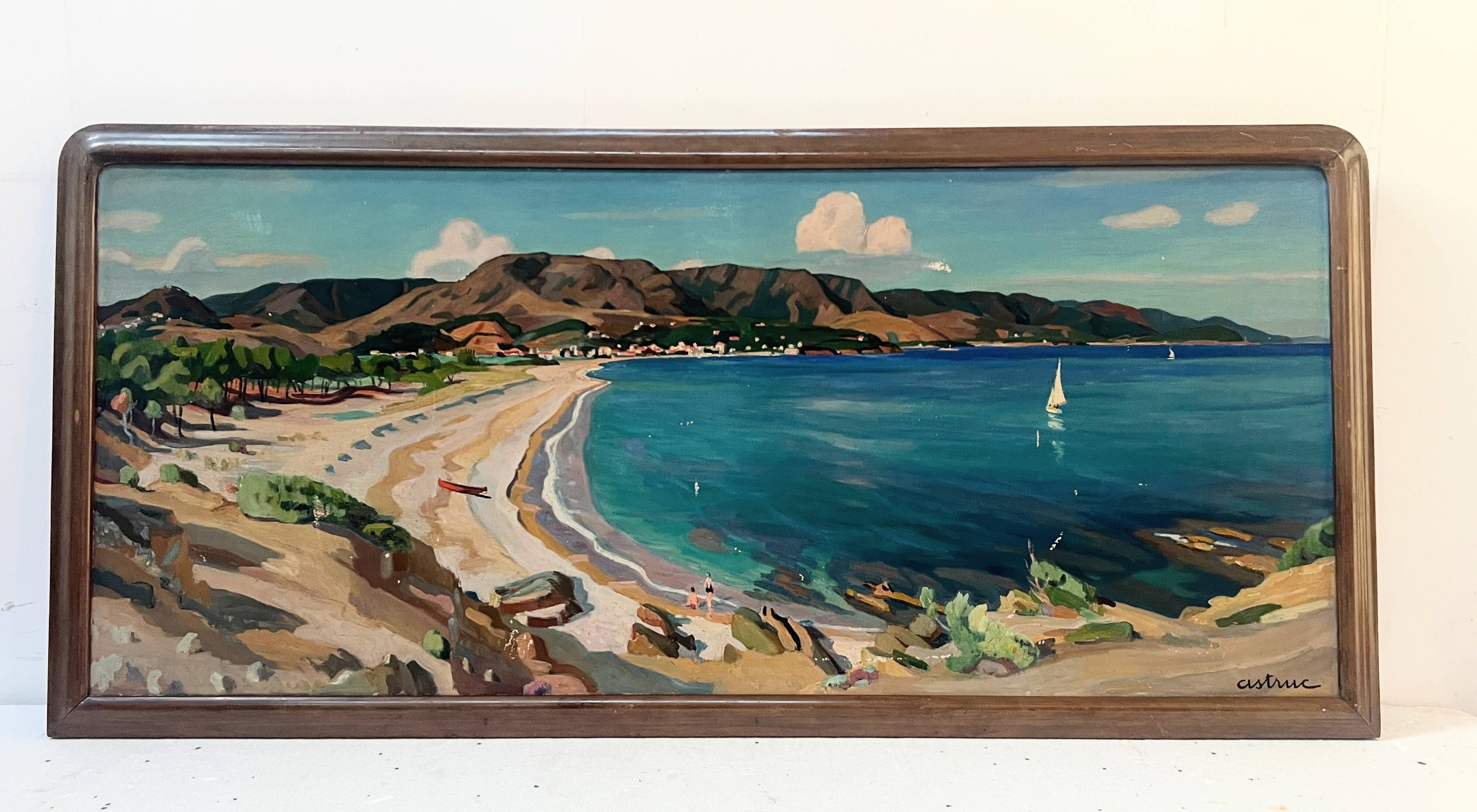 "View of the AGUAY Bay" Oil on canvas by Edmond ASTRUC 20th century