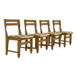 Raphael Oak and Fabric Dining Chairs by Guillerme et Chambr