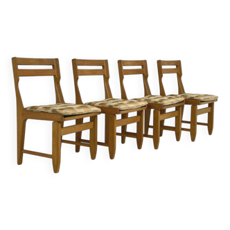 Raphael Oak and Fabric Dining Chairs by Guillerme et Chambr