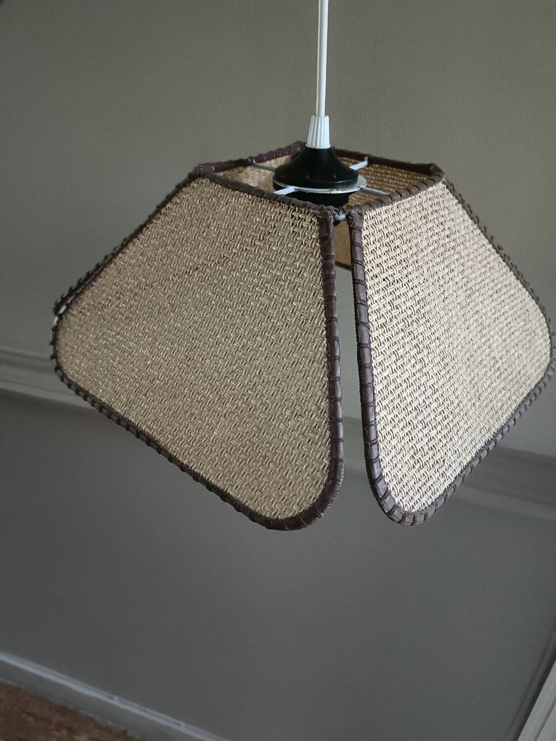 Vintage rattan blade pendant light