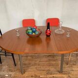 Round table with teak extension design Pierre Guariche edition Huchers Minvielle 1960