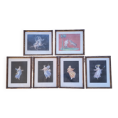 Ensemble de six gravures napolitaines polychromes encadrées