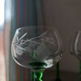 Set of 5 Alsatian liqueur glasses in chiseled crystal with twisted stem