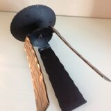 Brutalist candle holder tripod in golden metal / vintage 60s-70s