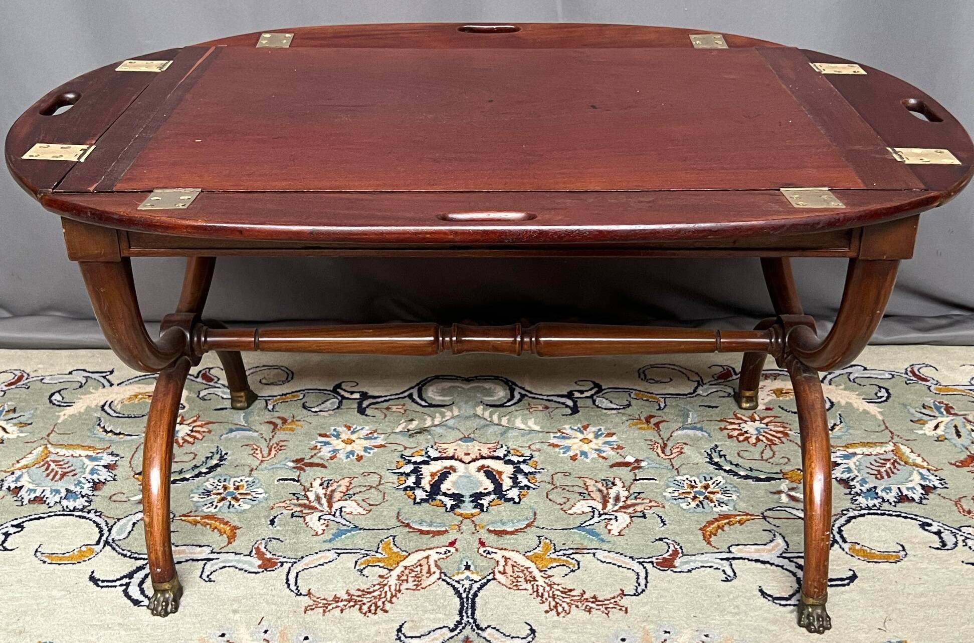 George III mahogany dessert table with 4 folding oval sides