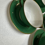 Service 14 cup and saucer in Art Deco Emerald Green and Gold.