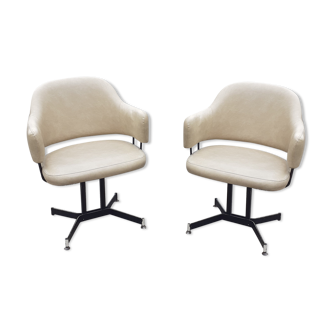 Pair of vintage swivel armchairs design xxeme
