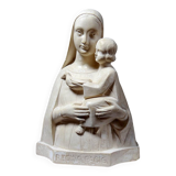 Bust of the Virgin and Child, waxed plaster, old art deco style, PP Deposited