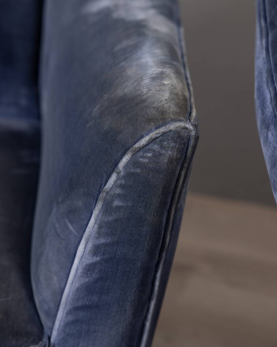 Paire de fauteuils design des années 50 en velours bleu design italien