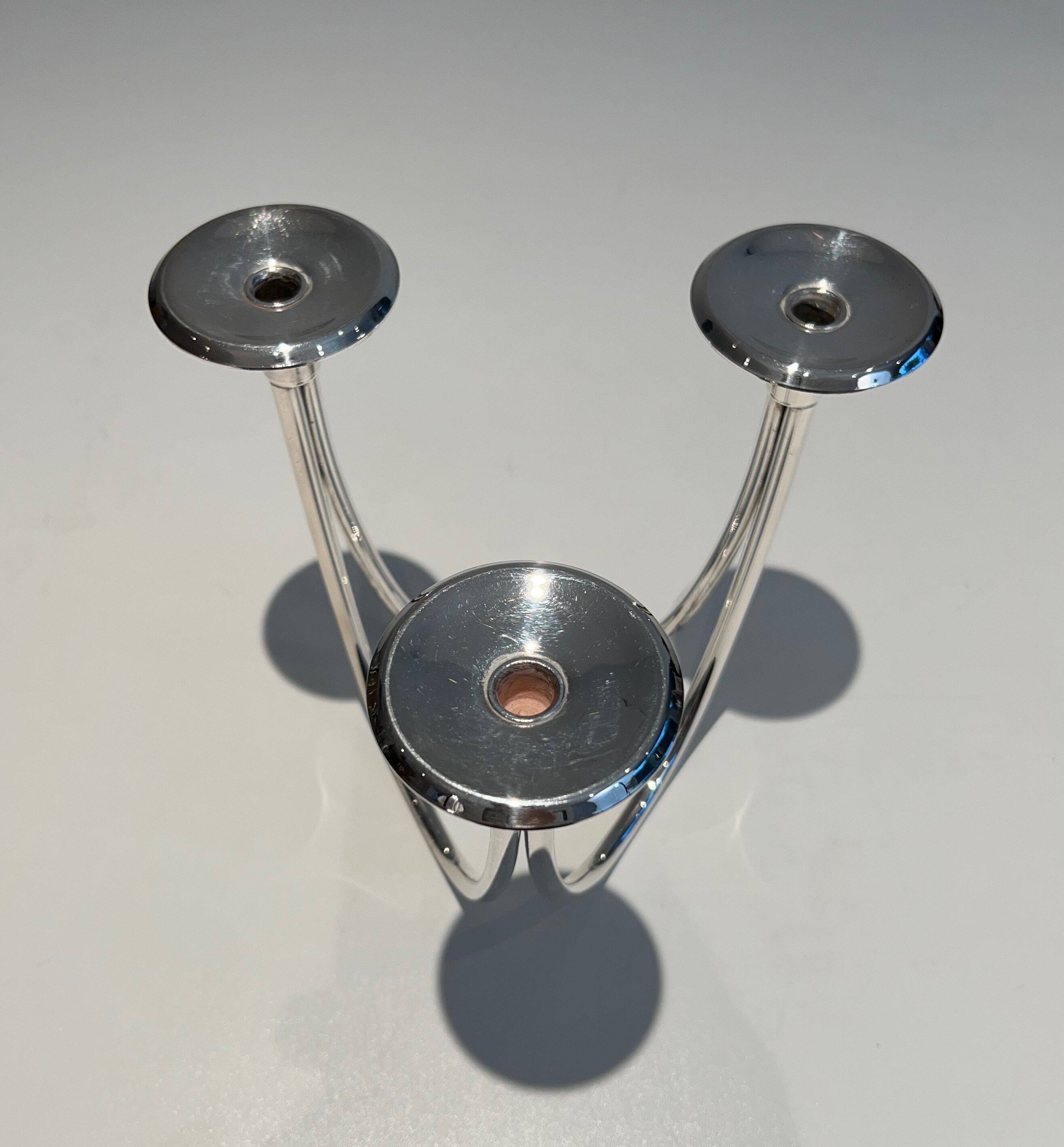 Silver-plated metal candle holder