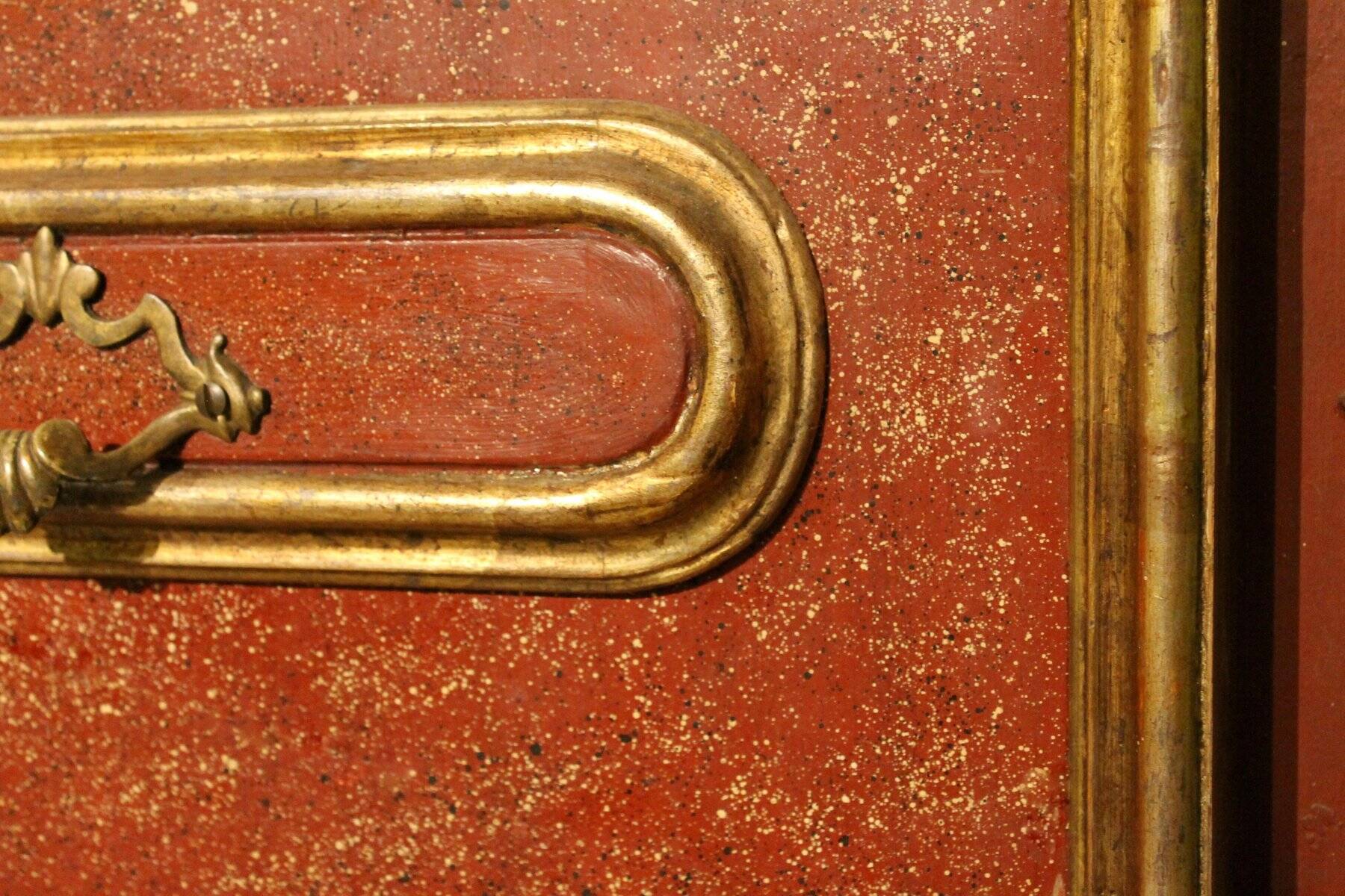 20th Century Italian Faux Red Porphyry Lacquered and Gilt Framed Wood Door
