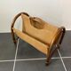 Magazine holder in rattan and vintage burlap 70s