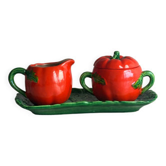 Vintage Ceramic Gravy Boat and Condiment Canister Set