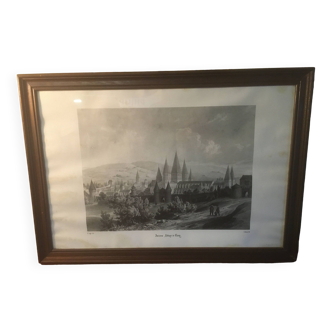 Cluny Abbey engraving framed by E.Sagot late 19th century