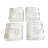 Set of 4 pressed glass ice cube candle holders