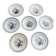 Set of 7 small dessert plates, Saint Amandinoire, Saint Amand decorated with sailboats