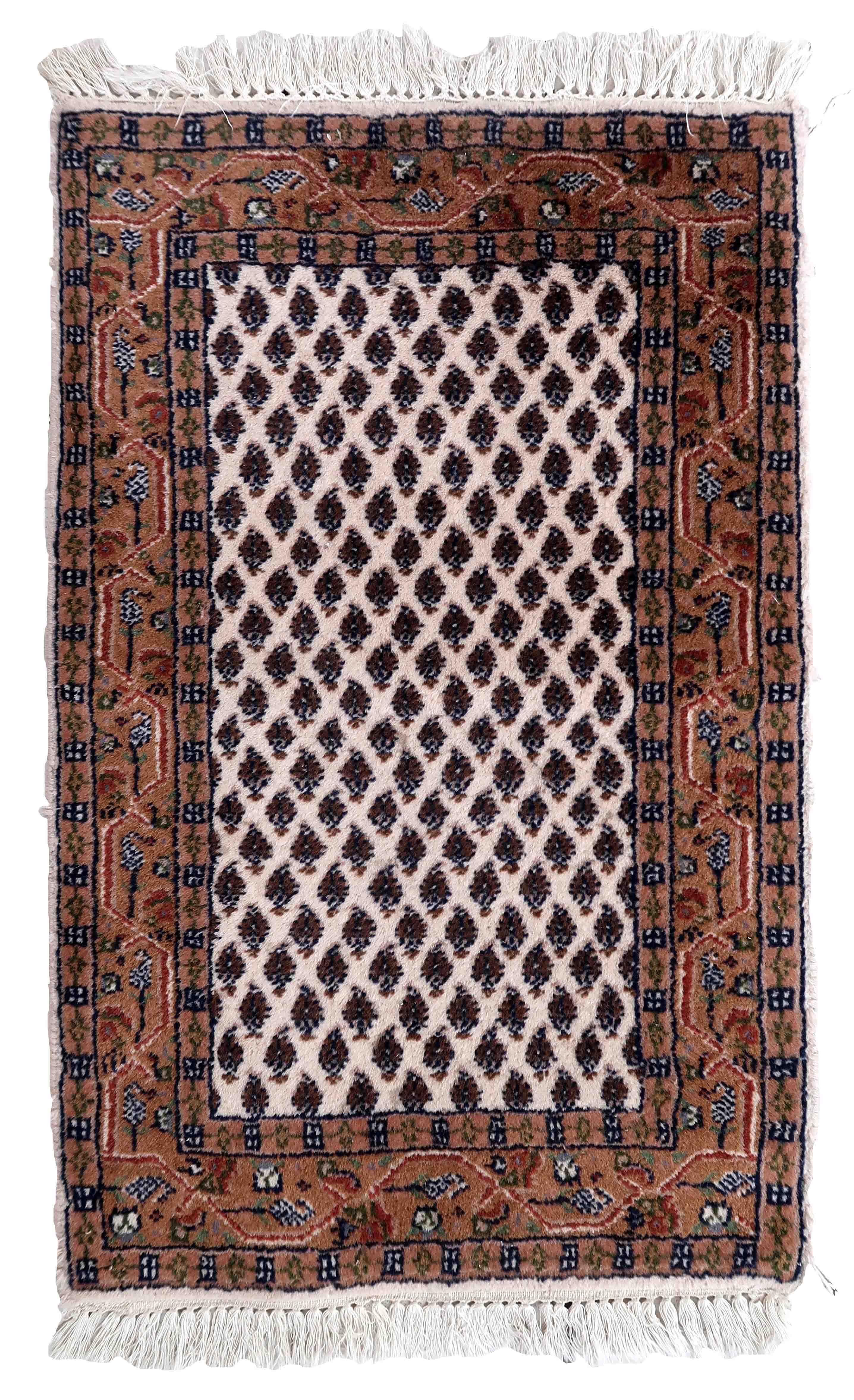 Vintage Indian carpet Seraband handmade 56cm x 89cm 1970s
