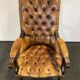 Antique Chesterfield Wing Chair with Stool and English Side Table