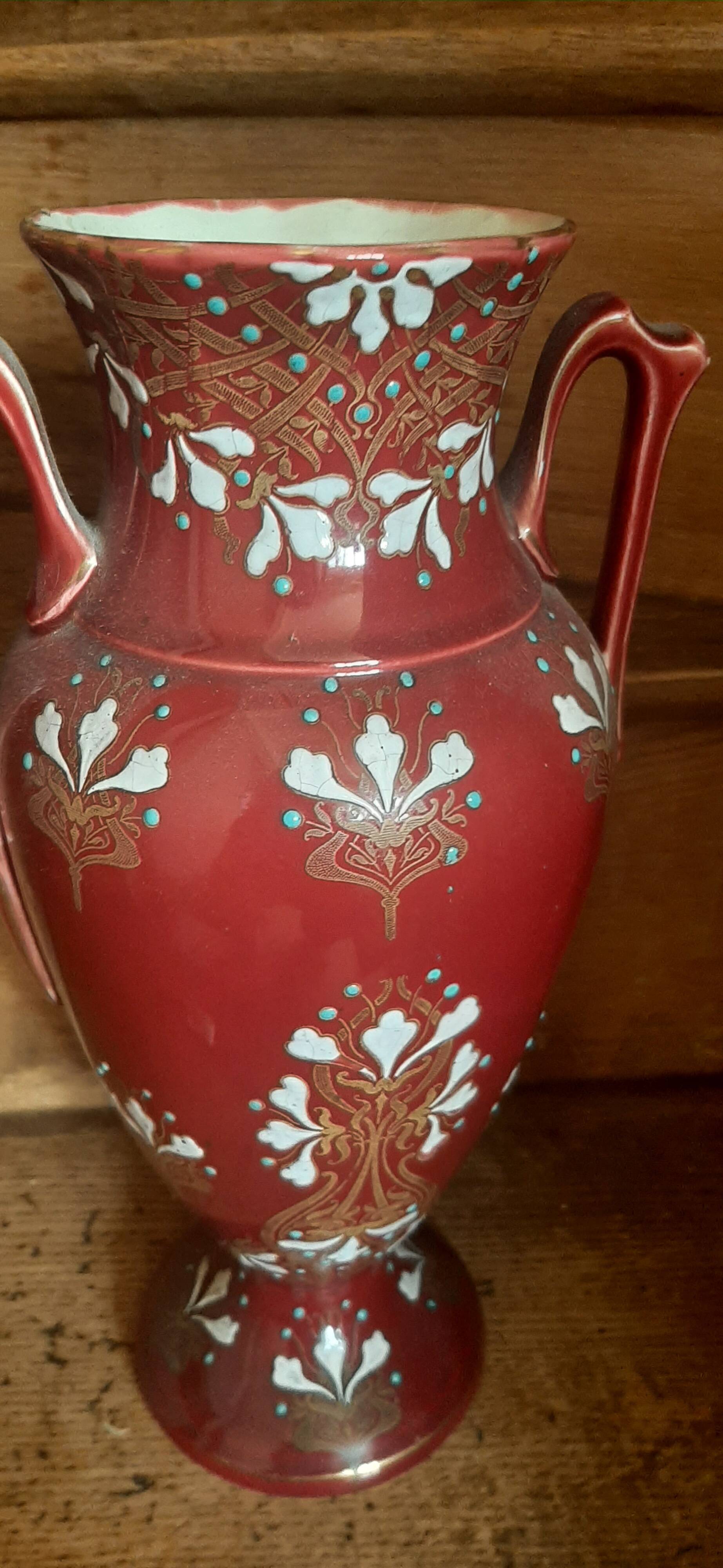 Pair of BKF earthenware vases and planter